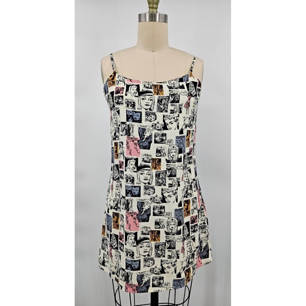Reformation Comic Print Lindsay Mini Dress Womens 2 Sleeveless Pullover - Picture 2 of 8
